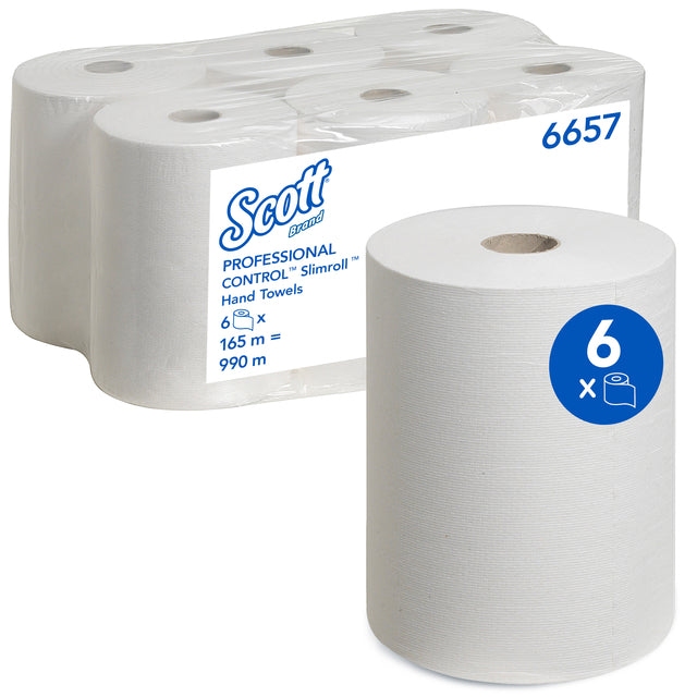 Handtuchrolle Scott 6657 Slimroll 1 Lage 165m weiß | Nehmen Sie eine 6er-Wurf