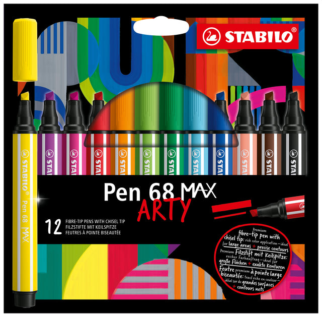 Filzstift Stabilo Pen 68/12 Max Arty 12 Stück sortiert | Karton mit 12 Stück