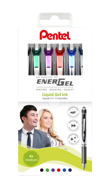 Gelschreiber Pentel Energel BL77 0,4 mm Gehäuse 6kl | Karton mit 6 Stück