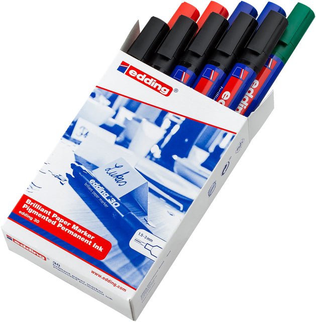 Filzstift edding 30 brillant rund 1,5-3mm sortiert | Karton mit 10 Stück