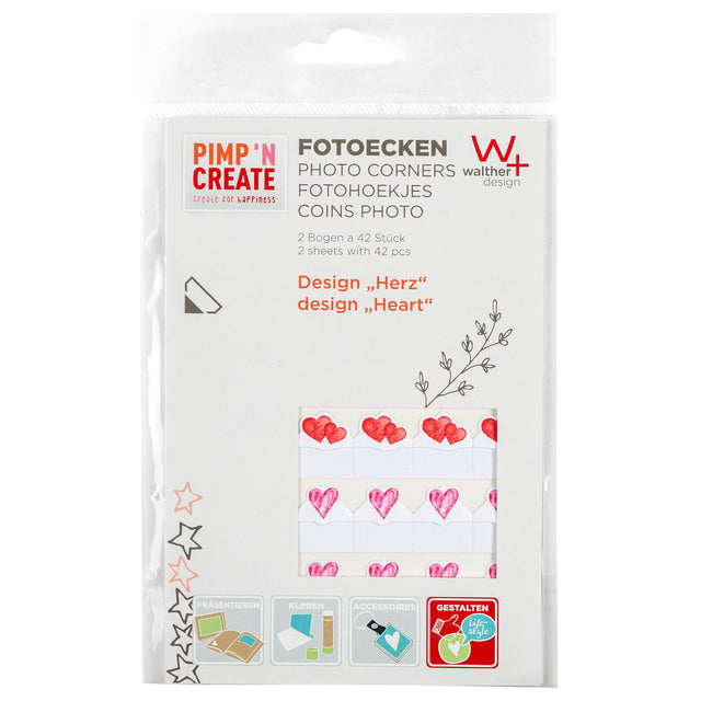 Walther Design - Foto Corners Design Hearts 2vel A 42 Stücke
