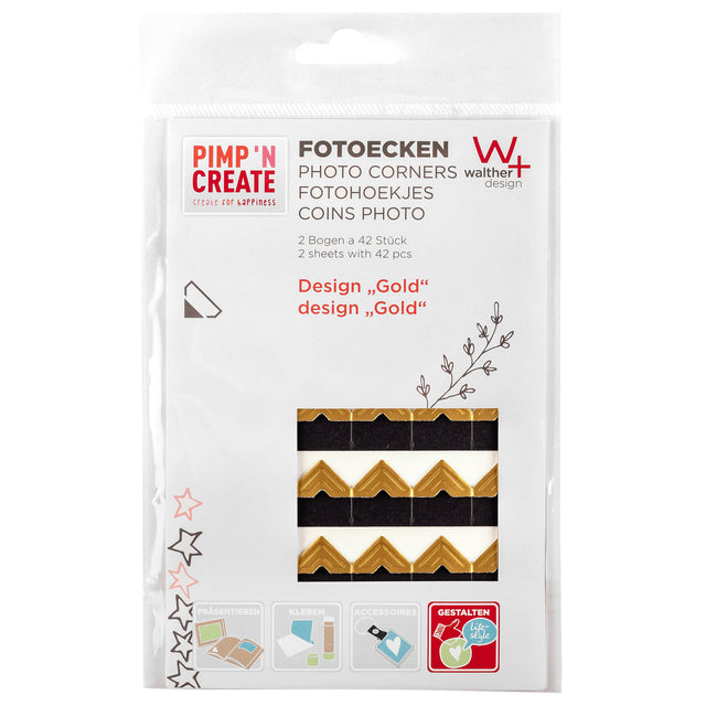 Walther Design - Foto Corners Design Gold 2 Blätter und 42 Stücke