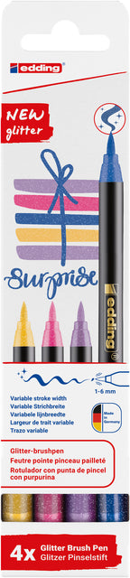 Edding - Pinselpen 1340 4ST Glitter Assorti | 10 Stücke