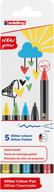 Edding - Fineliner 1200 F 5st Glitter Assorti | 6 Stücke