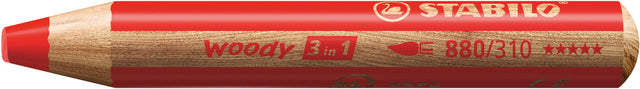 Buntstift Stabilo 880 Woody 3 in 1 Rot | Umkarton mit 5 Stück