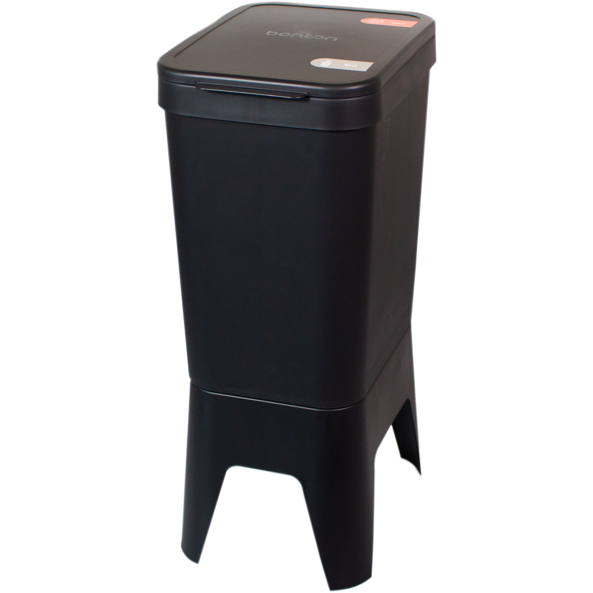 Bonton Circubin - | Abfallbehälter 2 Backdicht Deckel recycelt pp | 40l | 76x30x41cm | Schwarz | 1 Stücke