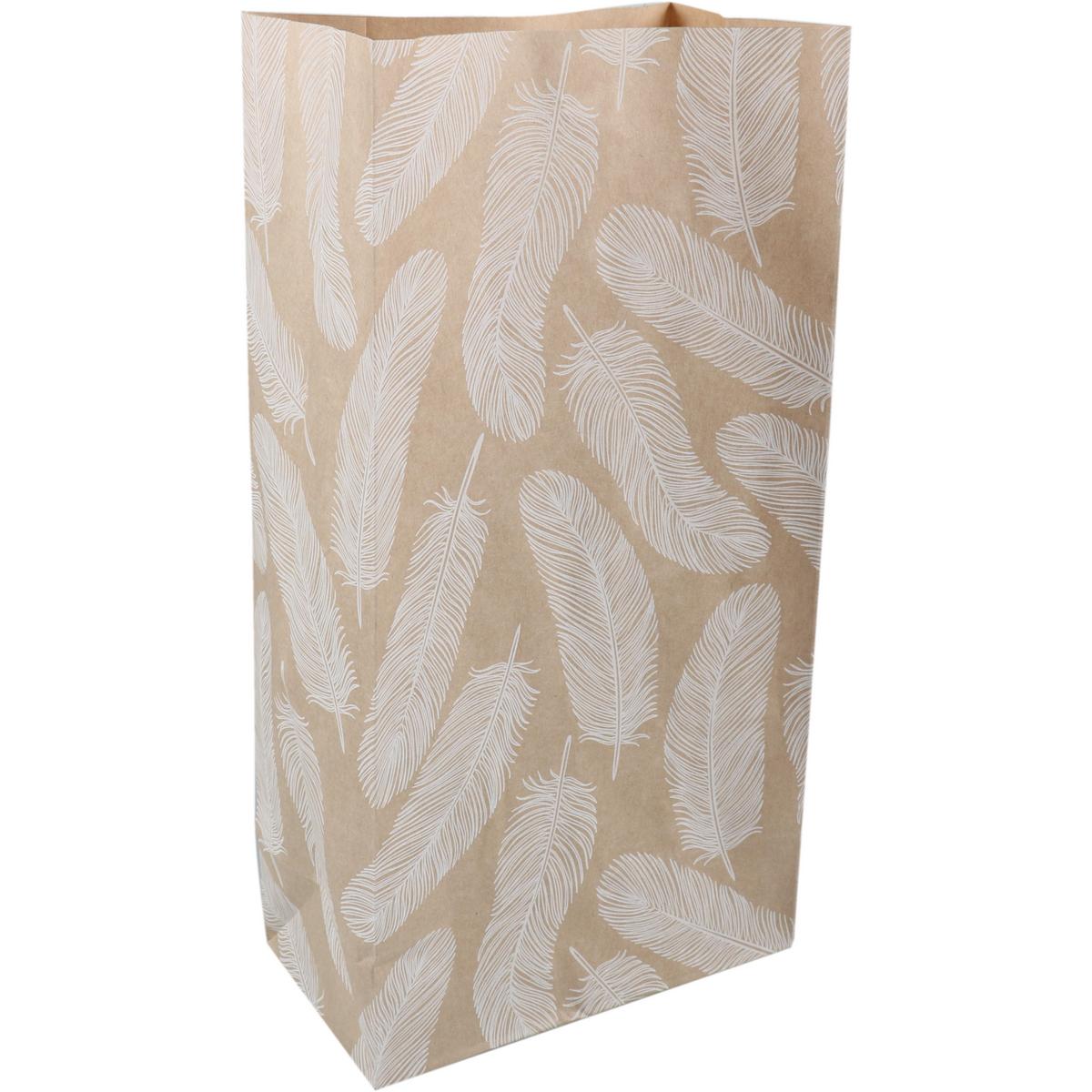 Klika - Bag | Blockbodenbag Kraftpapier 16/9 | 5x31cm | Naturals Federn | 50 Stück