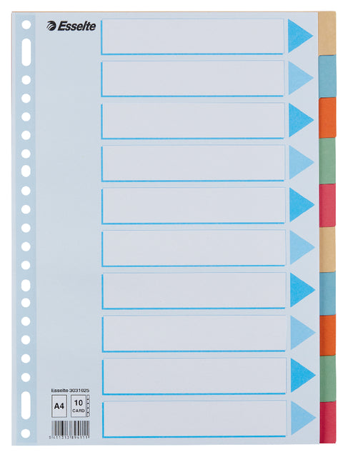 Esselte A4 Tabs A4 23-Gats Carton 10-Play Asorti