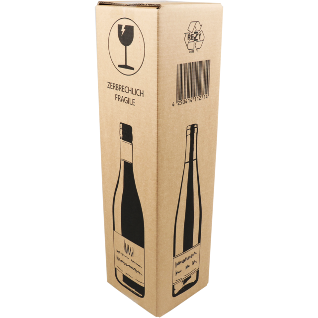 Sendproof® Wine Shipping Box Golfkarton | 105x105x420mm | 1 Flasche | Braun schwarz 20 Teile