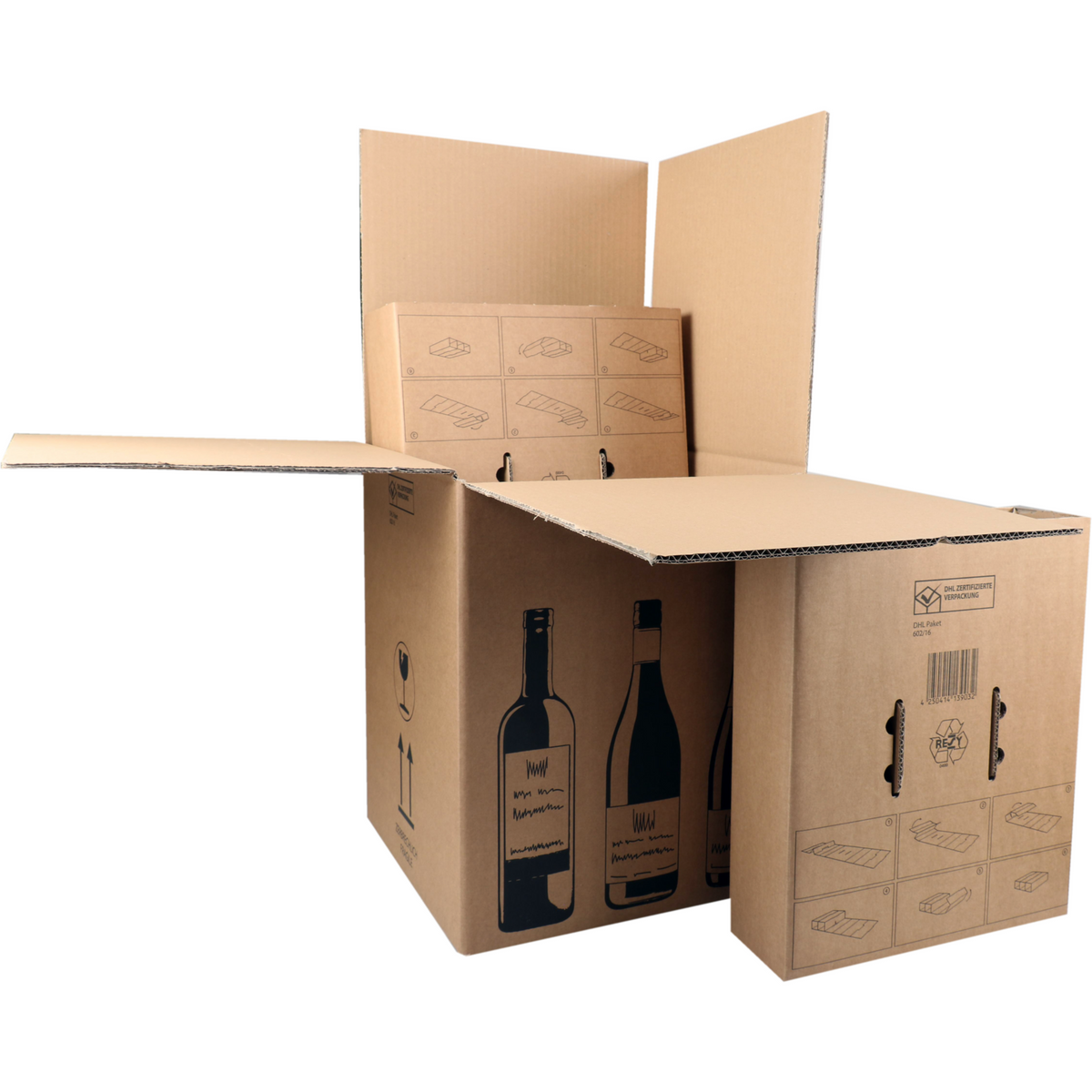 Sendproof® Wine Shipping Box Golfkarton | 316x305x368mm | 9 Flaschen | Braun schwarz 5 Stücke