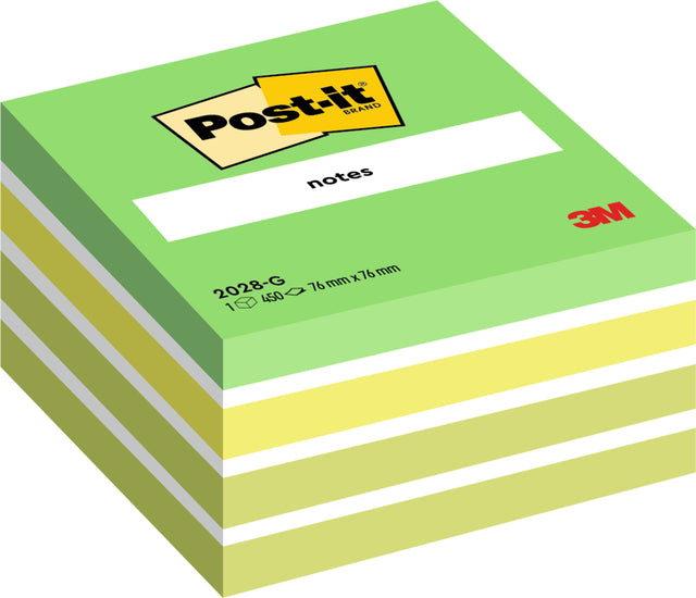 Memoblok 3m post-it 2028 76x76mm Kubus Pastellgrün