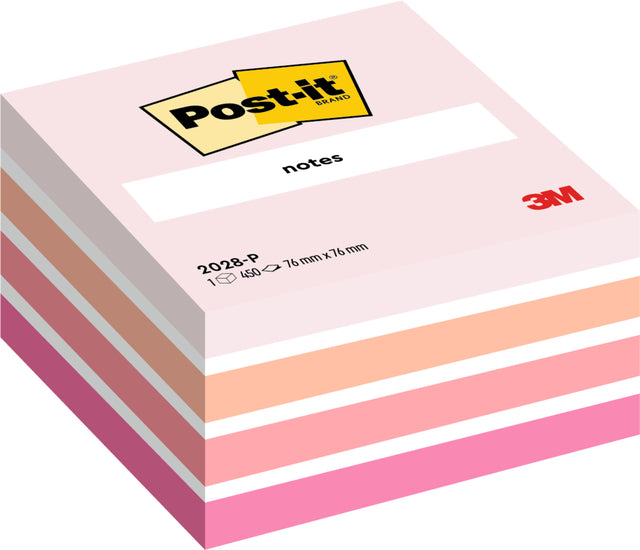 Memoblok 3m post-it 2028 76x76mm Kubus Pastellrosa