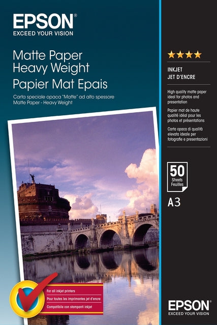 Tintenstrahlpapier Epson S041261 A3 MAT 1440DPI 50VVE