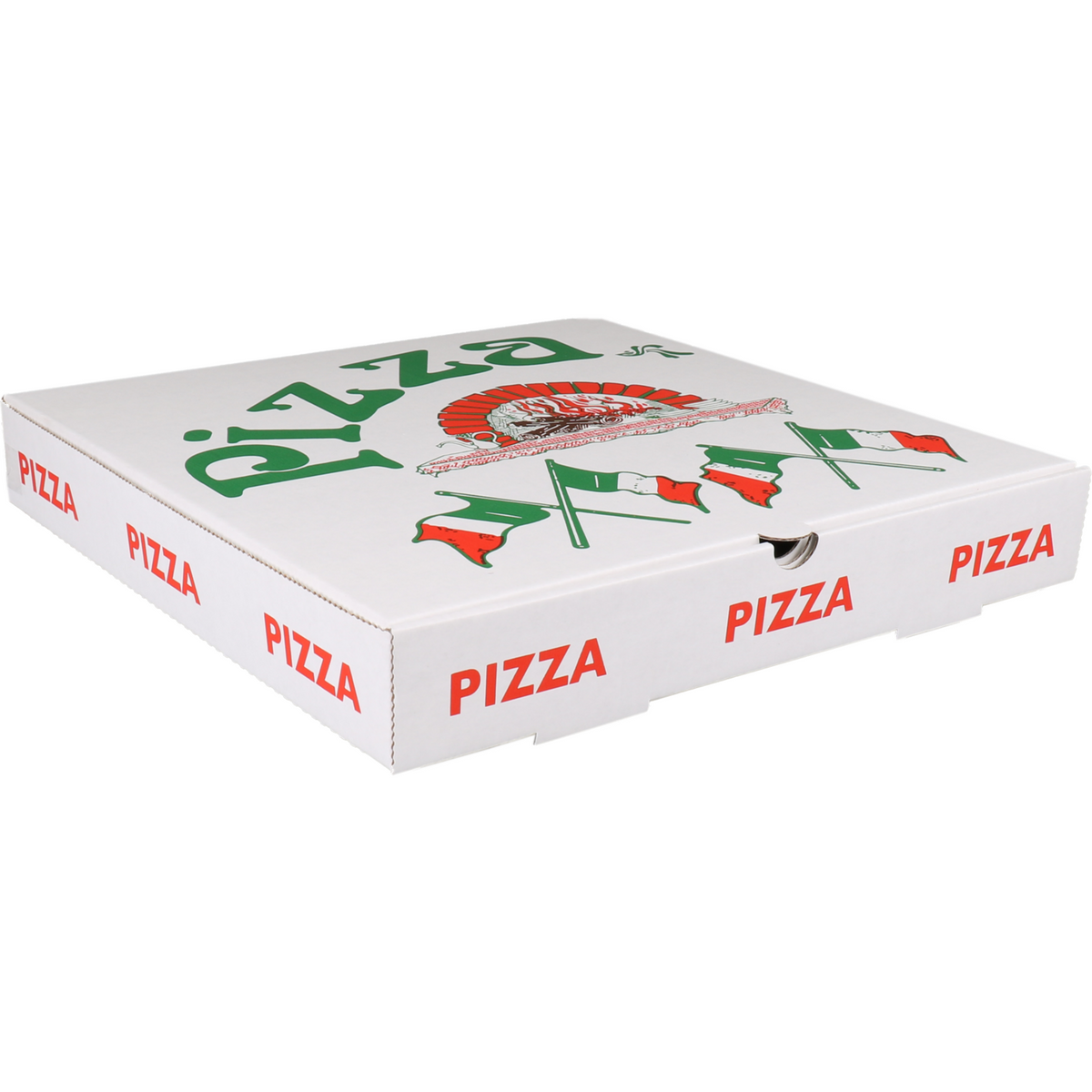 Klika - Pizza Box | Golfkarton | 33x33x4,5 cm | Americano | Weiß | 100 Stück