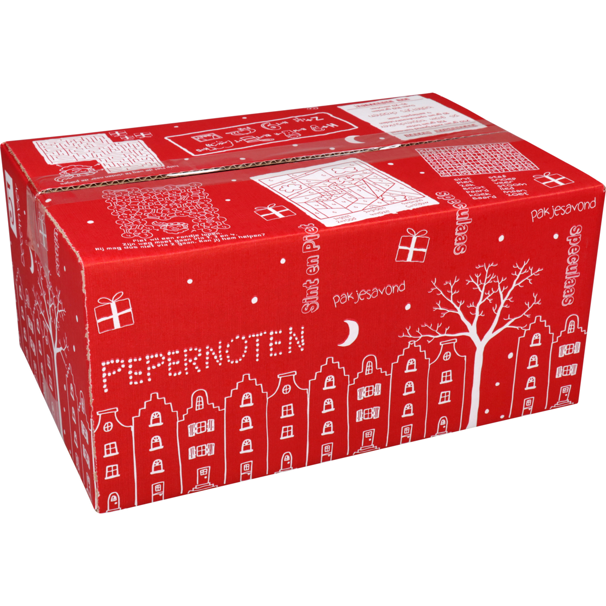 Klika - Geschenkbox | Sint | Golfkarton | 310x200x140mm | Sinterklaas | Rot/Weiß 15 Stücke