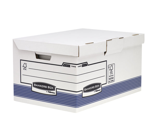 Archive Box Banker Box System Fold Flip Top Maxi Weiß Blau
