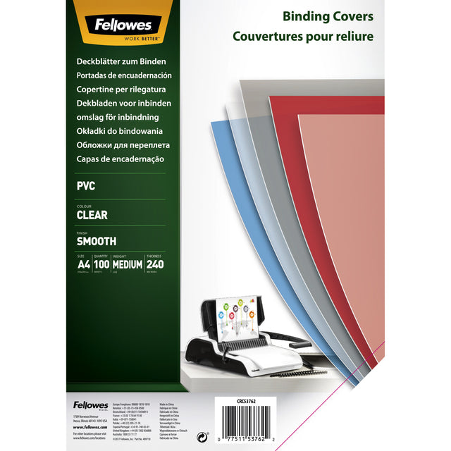 Verdeckte von Fellowes A4 PVC 240micron 100 -Pieces