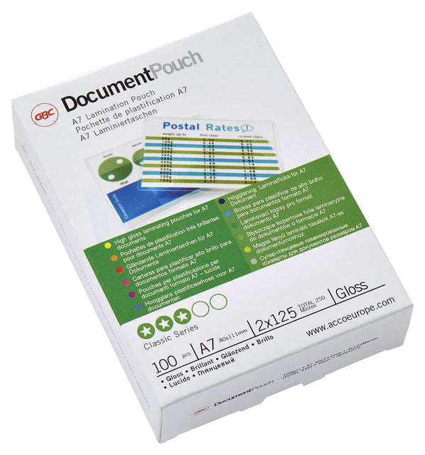 Laminingabdeckung GBC A7 2x125Micron 100 -Pieces