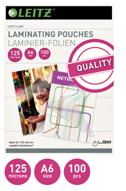 Lamining Cover Leitz A6 2x125Micron Eva 100 -Pieces