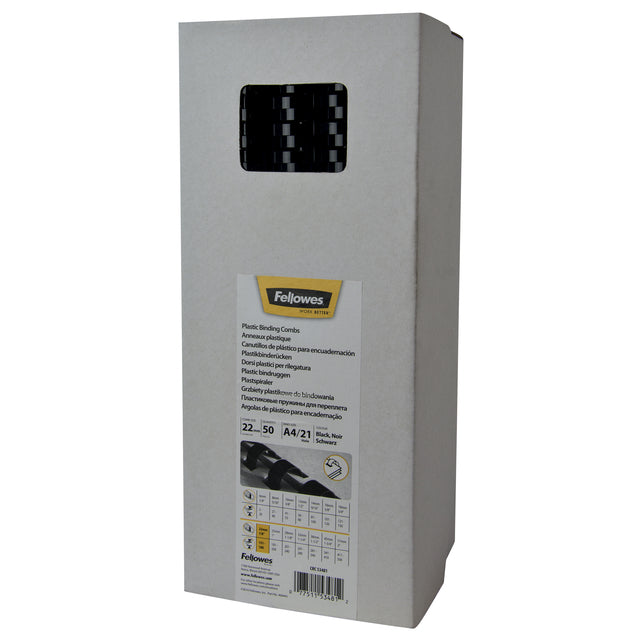 Bindrug Fellowes 22 mm 21rings a4 schwarze 50 Stück