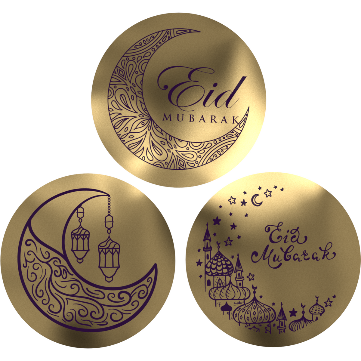 Klika - Label | Geschenketikettpapier Gold Eid Mubarak | ∅45mm | Assorti | Rollen Sie bei 500 Teilen