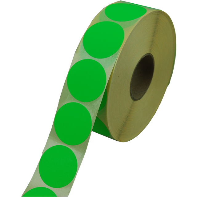Klika - Label | Werbeetikettpapier permanent ∅35mm | Fluor/Grün | Rollen Sie bei 2000 Teilen