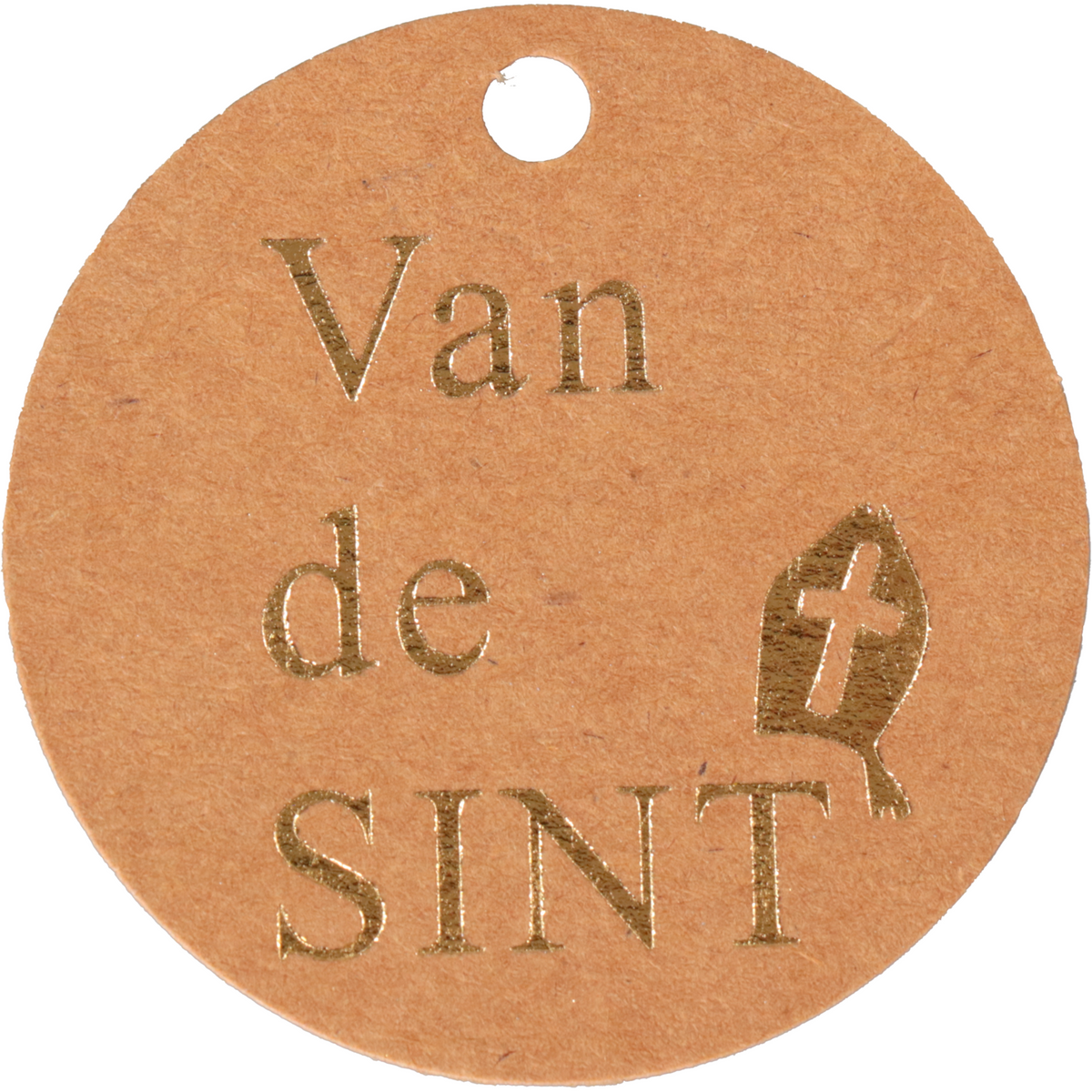 Klika - Label | Karton | Van de Sint | Ø5CM | Braun/Gold 50 Stück