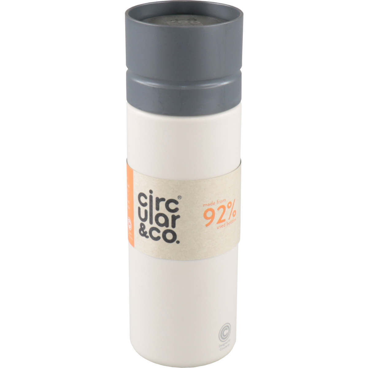Rundschreiben & Co. Flasche | Recyceltes Haustier | Wiederverwendbar | 600 ml | Sahne/grau 1 Stück