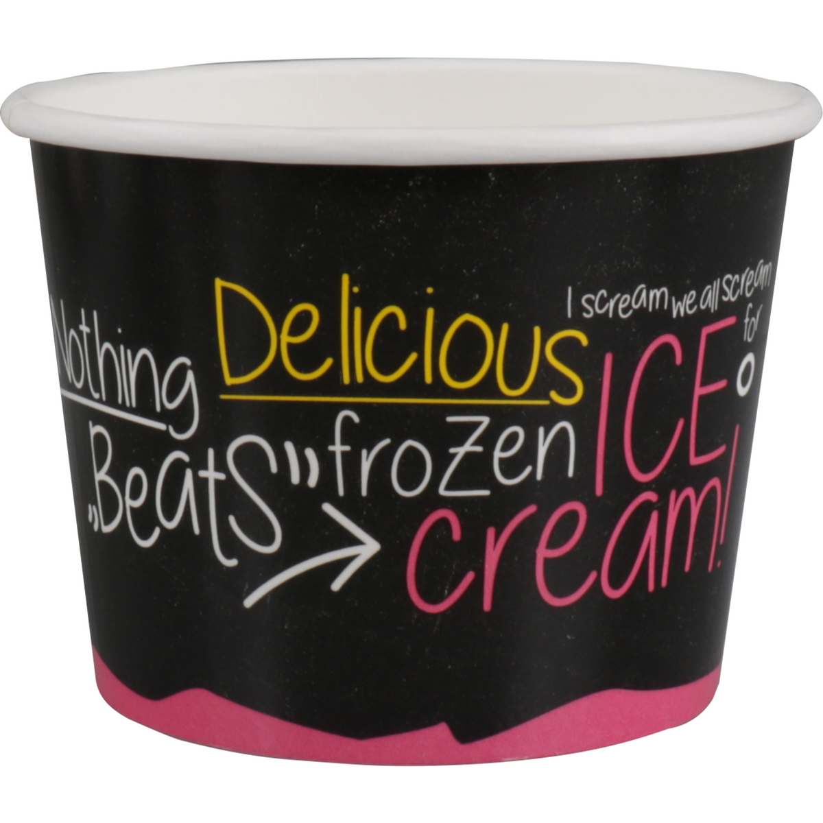 DEPA - Tasse | Ijscup | Karton + PE | 300 ml | 12oz | Ø 101 mm | 77 mm | Schwarz/Rosa -Ärmel mit 50 Teilen