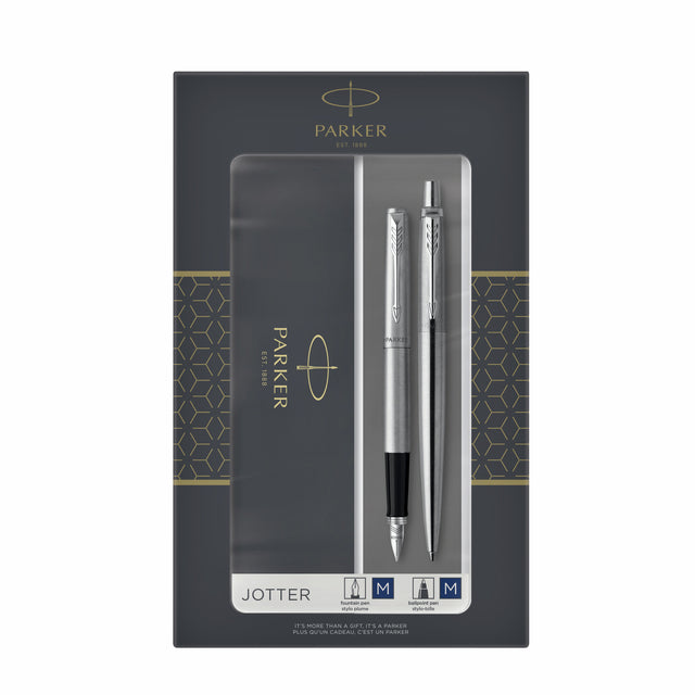 Kugelschreiber- und Brunnenstift Parker Jotter Edelstahl CT Medium