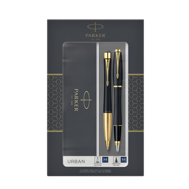 Kugelschreiber- und Fountain Pen Parker Urban Matt Black GT Medium