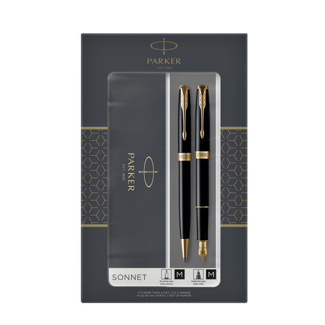 Kugelschreiber- und Fountain Pen Parker Sonnet Black Lack GT Medium