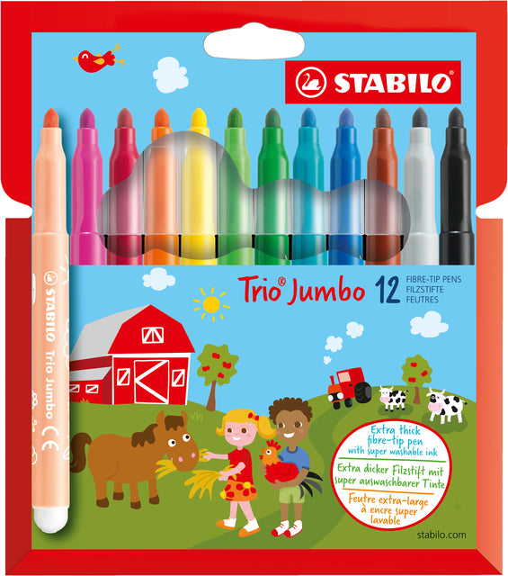 Filz -Tip Stift Stabilo Trio Jumbo xxl Penny bei 12 Farben