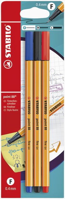 Fineliner Stabilo Punkt 88 Blasen von 3 Farben
