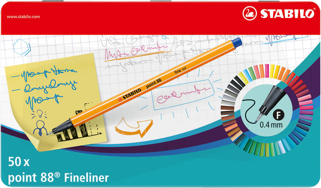 Fineliner Stabilo Punkt 88 Dose 50 Stück Farben