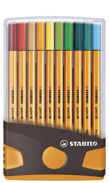 Fineliner Stabilo Punkt 88 Farbparade Anthrazit/Orange Fall von 20 Farben | 10 Stück