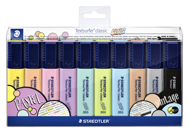 Markierungsmarker Staedtler 364 Texteurfer -Vintage und Pastellset bei 10 Teilen Assorti