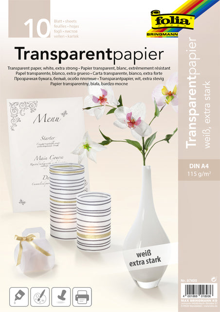 Transparentes Papier Folia A4 115gr Weiß