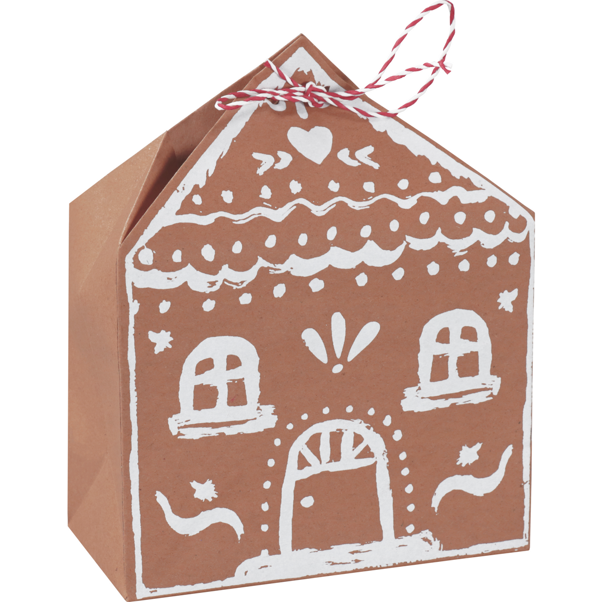 Klika - Bag | Geschenkbeutelpapier 15/8 | 2x20cm | Weihnachtshaus | Brauner/weißer Beutel mit 5 Teilen