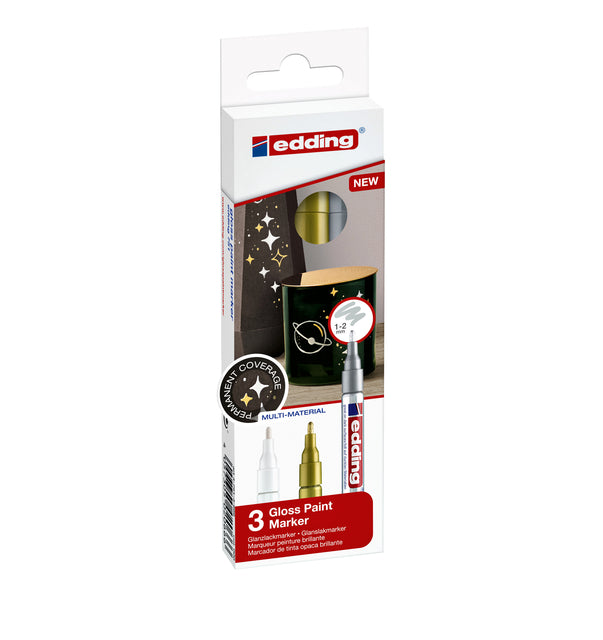 Filz -Tip Edding 751 Lakmarker Metallic Set bei 3 Stück Assorti