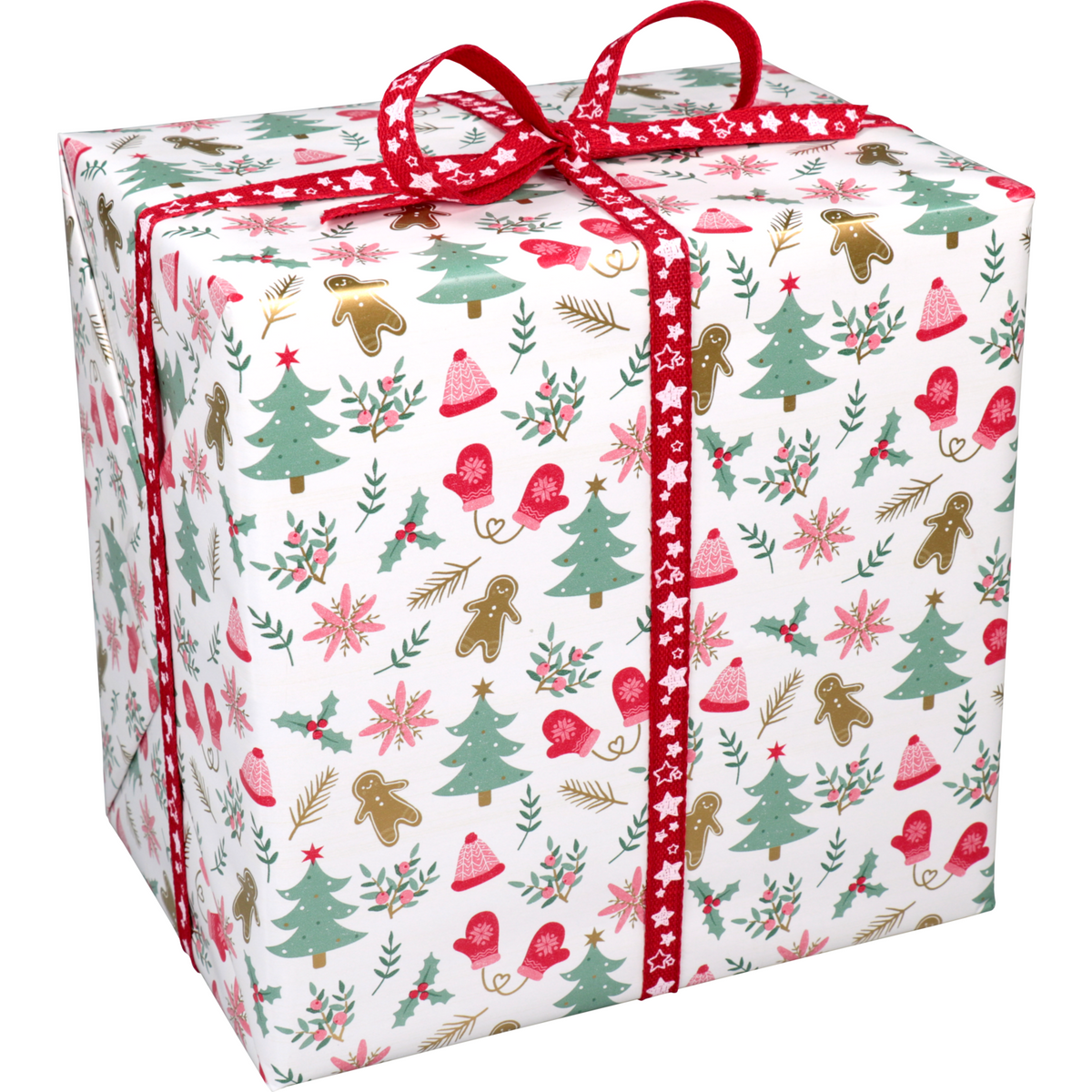 Klika - Geschenkpapier 50 cm | 200 m | 80gr/m² Jolly Weihnachten | weiß/rot/grün