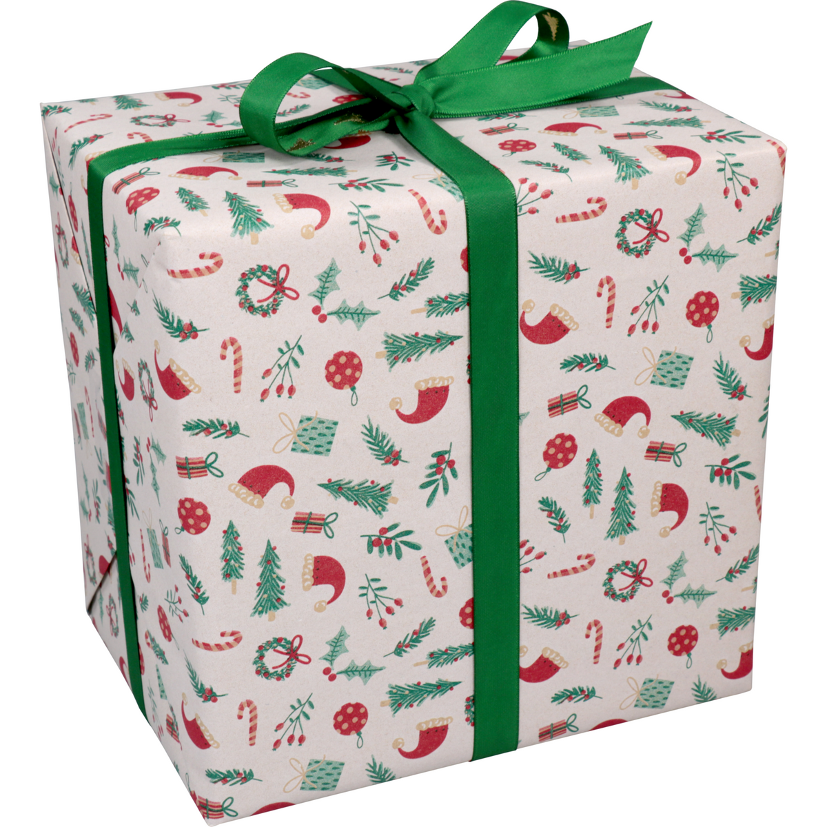 Klika - Geschenkpapier 50 cm | 100 m | 65gr/m² Jolly Weihnachten | weiß/rot/grün