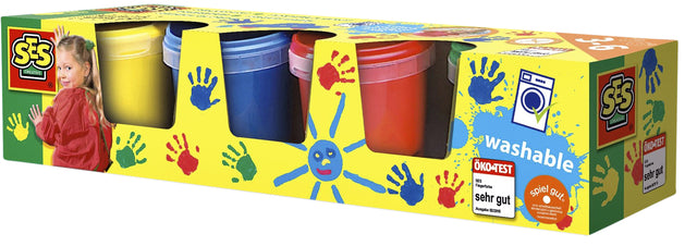 SES - Fingerfarbe kreativ 4 Grundfarben von 145 ml | 12 Stücke