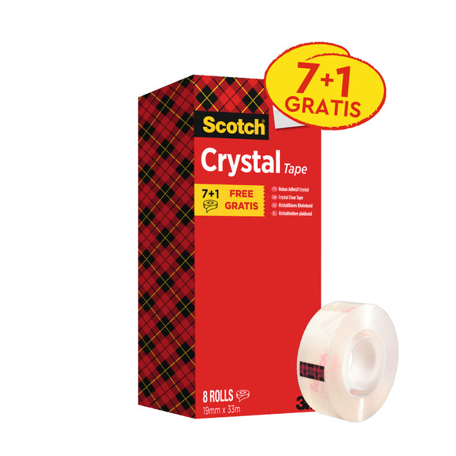 Klebeband Scotch Crystal 600 19mmx33m transparent 7+1 frei