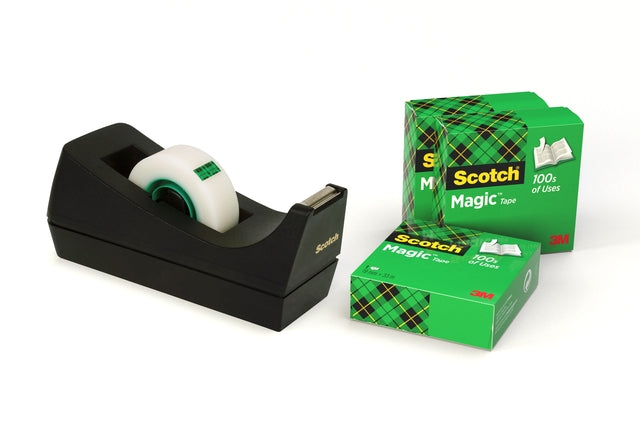 Klebebandhalter Scotch C38 Black + 4rol Magic Tape 19mmx33m | 16 Stücke