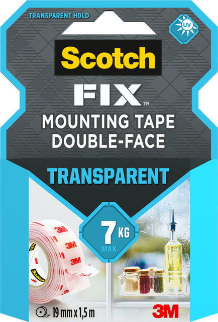 Doppelte Klebeband Scotch transparent 19mmx1,5m | 12 Stücke