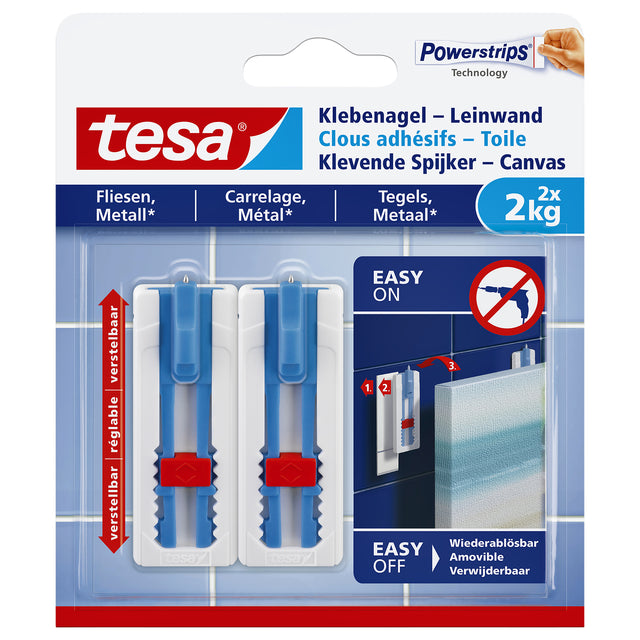 Klebriger Nagel Tesa für Leinwand auf Fliesen und Metall 2 kg | 8 Stücke