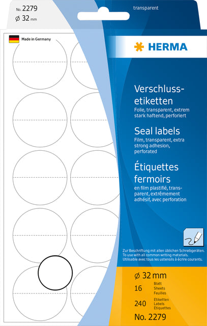 Etikett Herma 2279 32mm transparent 240 Stück