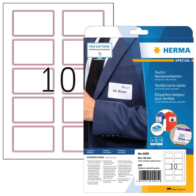 Name Badge Label Herma 4405 80x50mm weiß rot