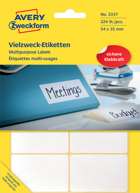 Etikett Avery Zweckform 3337 54x35mm weiß 224 Teile